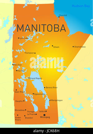 Vettore di Manitoba Provincia mappa a colori Foto Stock