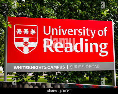 Reading University segno, Whiteknights Campus, Reading, Berkshire, Inghilterra, Regno Unito, GB. Foto Stock