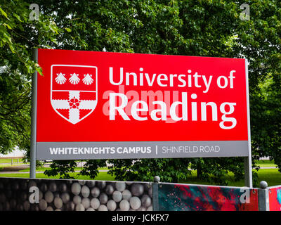 Reading University segno, Whiteknights Campus, Reading, Berkshire, Inghilterra, Regno Unito, GB. Foto Stock