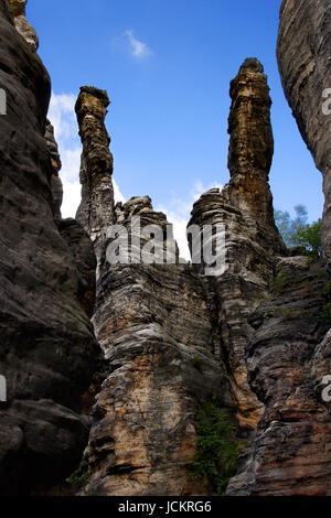Piccoli e grandi pilastri Hercules, Rosenthal-Bielatal, Svizzera Sassone, Elba montagne di arenaria, Sassonia, Germania Foto Stock