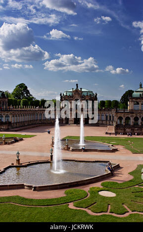 Il cortile Zwinger, Wallpavillion, Dresda, Sassonia, Germania Foto Stock