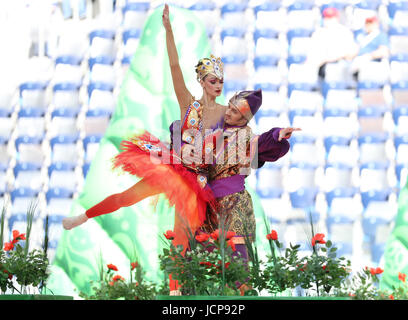 San Pietroburgo. 17 Giugno, 2017. Foto scattata a giugno 17, 2017 mostra la cerimonia di apertura della FIFA Confederations Cup 2017 a San Pietroburgo, Russia. Credito: Xu Zijian/Xinhua/Alamy Live News Foto Stock