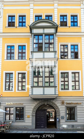 Museo di Bach, Leipzig, in Sassonia, Germania. Thomaskirchhof Foto Stock