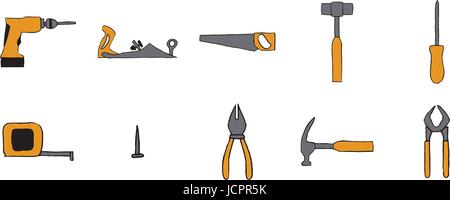 Vector icon set di attrezzi di falegnameria Illustrazione Vettoriale