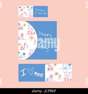 Vector icon set delle madri di giorno della scheda Messaggi di saluto Illustrazione Vettoriale