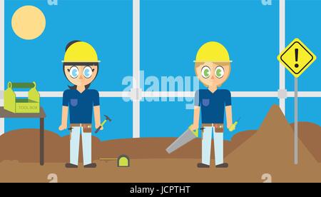 Icone vettoriali di lavoratori edili Illustrazione Vettoriale