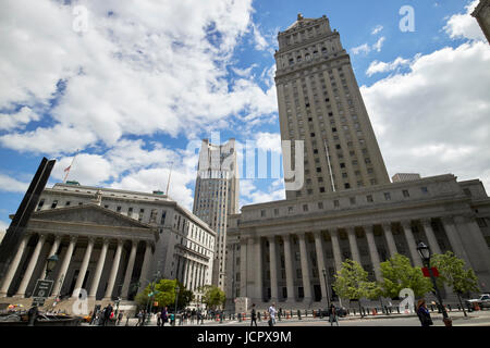 Il New York County Courthouse la corte suprema dello stato e Thurgood Marshall U.S. Courthouse civic center di New York City STATI UNITI D'AMERICA Foto Stock