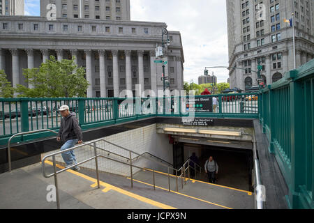 Camere street subway station ingresso centro civico di New York City STATI UNITI D'AMERICA Foto Stock