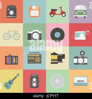 Set di icona classic, hipster gadget, vecter illustrazione Illustrazione Vettoriale