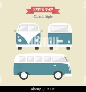 Classic van, in stile retrò Illustrazione Vettoriale