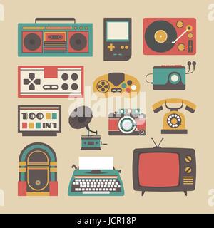 Old fashion, gadget di intrattenimento,rétro icona di stile Illustrazione Vettoriale