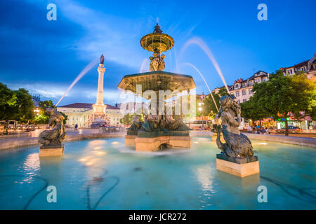 Lisbona, Portogallo paesaggio urbano di piazza Rossio. Foto Stock