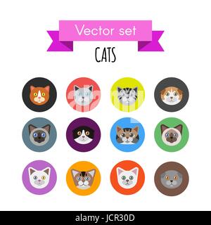 Set di icone di cat Illustrazione Vettoriale