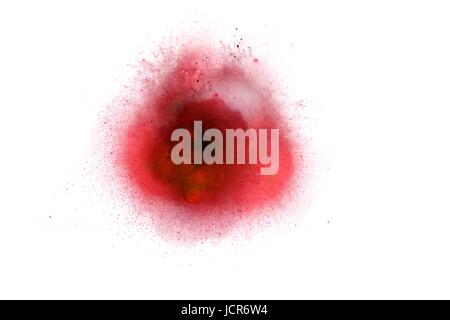 Abstract, rosso esplosione di fuoco contro uno sfondo bianco Foto Stock