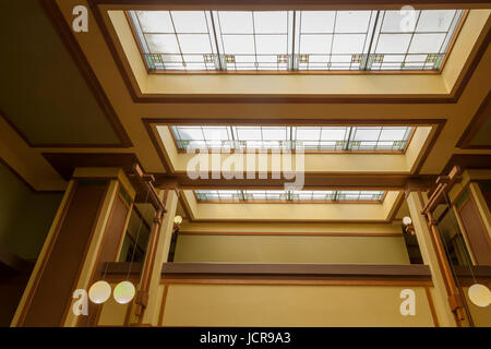 Soffitto di Frank Lloyd Wright chiesa Chicago Foto Stock