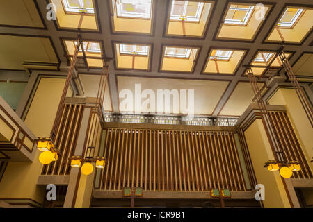 Chiesa interior design di Frank Lloyd Wright Foto Stock