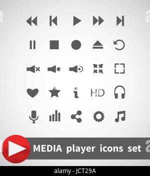 Media Player set di icone. Multimedia. Isolato. Illustrazione Vettoriale Illustrazione Vettoriale