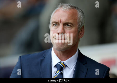 Leeds la testa di Rhino Coach Brian McDermott presso la Ladbrokes Challenge Cup, quarti di finale di partita a Headingley Carnegie Stadium, Leeds. Foto Stock