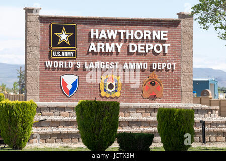 Firmare all'entrata del Hawthorne Army Depot in Nevada. Foto Stock