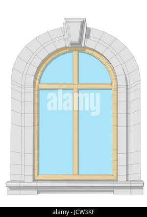 Finestra ad arco, isolato su sfondo bianco Illustrazione Vettoriale