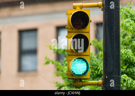 Il Semaforo verde segnale, New York, Stati Uniti d'America Foto Stock
