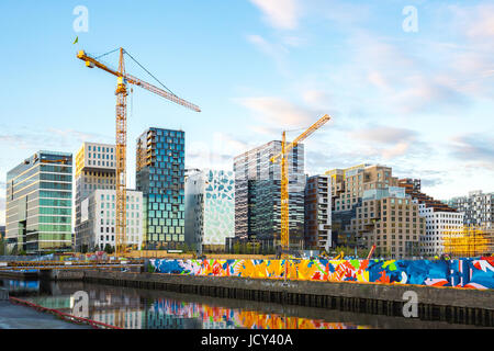 Vista del paesaggio urbano di Oslo nella città di Oslo, Norvegia. Foto Stock