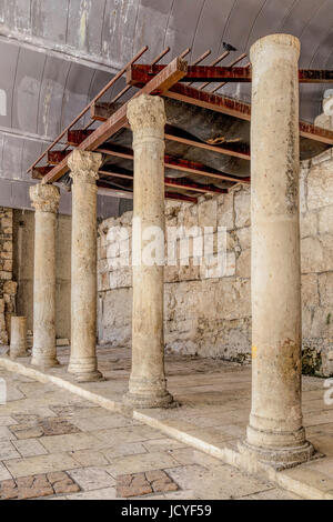 Il Cardo scavo la ricostruzione della strada principale di epoca bizantina nella Città Vecchia di Gerusalemme, Israele. Foto Stock