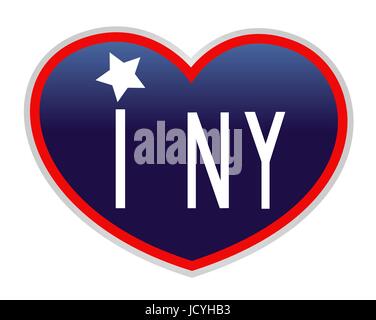 Io amo New York. Cuore blu American icona di simbolo Illustrazione Vettoriale