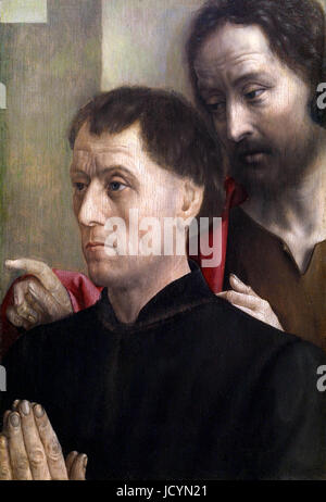 Hugo van der Goes, Ritratto di un uomo in preghiera con San Giovanni Battista. Circa 1475. Olio su pannello. Walters Art Museum di Baltimora, Stati Uniti d'America. Foto Stock