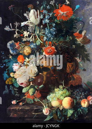 Jan van Huysum, Still Life con fiori e frutta 1700-1749 Olio su pannello. Rijksmuseum Amsterdam, Paesi Bassi. Foto Stock