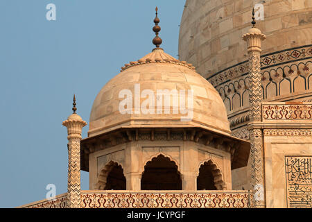 Dettagli architettonici del famoso Taj Mahal, Agra, India Foto Stock