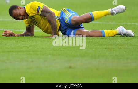 Carlos Strandberg durante UEFA Europei Under-21 match tra Svezia e Inghilterra a Kolporter Arena il 16 giugno 2017 in Kielce, Polonia. (Foto di MB Media) Foto Stock