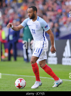 Nathan Redmond durante UEFA Europei Under-21 match tra Svezia e Inghilterra a Kolporter Arena il 16 giugno 2017 in Kielce, Polonia. (Foto di MB Media) Foto Stock