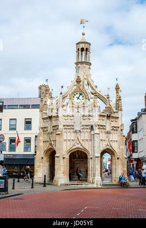Chichester Croce, una Pietra di Caen croce del mercato nel centro di Chichester, una città e capoluogo di contea di West Sussex, south coast Inghilterra, Regno Unito Foto Stock