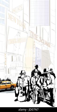 Jazz Band in New York - illustrazione vettoriale Illustrazione Vettoriale