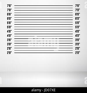 Parete di polizia Lineup metrico imperiale. Prigione Modello di sfondo. Vettore Illustrazione Vettoriale