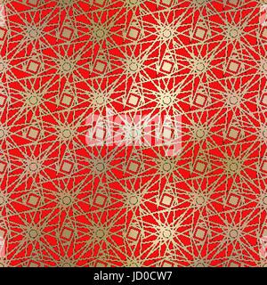 Oro vettore seamless pattern su uno sfondo rosso Illustrazione Vettoriale