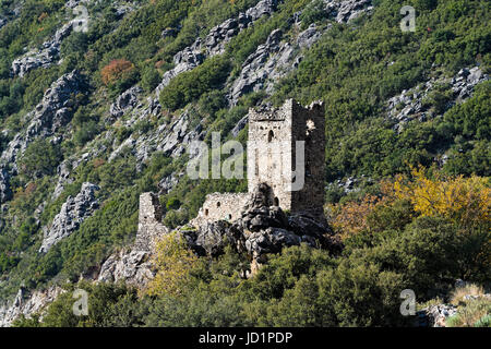 Rovinato tower house nel Peloponneso, Grecia Foto Stock