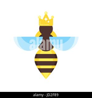 Vettore stile piatto illustrazione di Queen Bee. Icona per il web. Isolato su sfondo bianco. Illustrazione Vettoriale