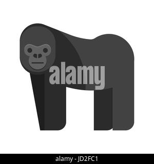 Vettore stile piatto illustrazione di gorilla. Icona per il web. Isolato su sfondo bianco. Illustrazione Vettoriale