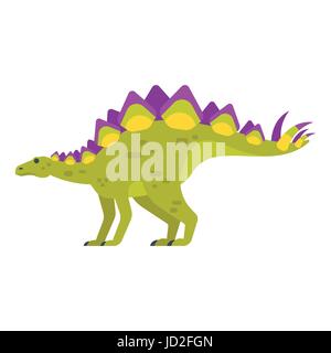 Vettore stile piatto illustrazione di animale preistorico - Stegosaurus. Isolato su sfondo bianco. Illustrazione Vettoriale