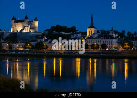 Vista di Saumur, Pays de la Loire, Maine-et-Loire, Francia Foto Stock