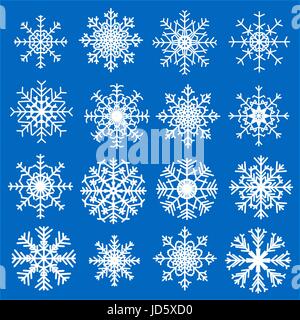 Insieme di diversi di fiocchi di neve per Natale e Anno Nuovo sfondi e il vostro design Illustrazione Vettoriale