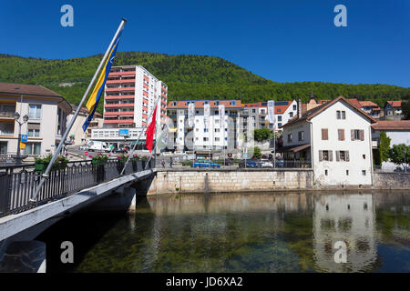 Vista di Vallorbe, Vaud, Jura-Nord Vaudois, Svizzera Foto Stock