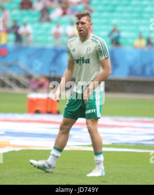 Salvador, Brasile. Il 18 giugno, 2017. fino di Bahia vs. Palmeiras terrà questa Domenica (18) partita valevole per l'ottavo round del campionato brasiliano 2017 all'Arena Fonte Nova in Salvador, BA. Credito: Tiago Caldas/FotoArena/Alamy Live News Foto Stock