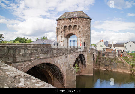 Monnow Bridge, Monmouth, Monmouthshire, Wales, Regno Unito Foto Stock