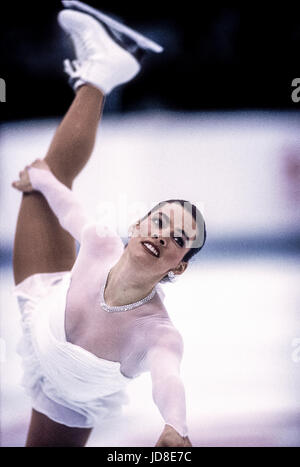 Nancy Kerrigan (USA), medaglia di bronzo sui concorrenti a i 1992 Giochi Olimpici Invernali Foto Stock