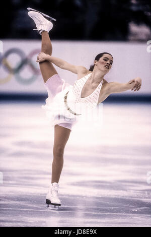 Nancy Kerrigan (USA), medaglia di bronzo sui concorrenti a i 1992 Giochi Olimpici Invernali Foto Stock