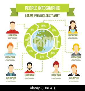 Persone ed infografico concetto, stile piatto Illustrazione Vettoriale