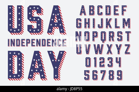 USA Font bandiera a stelle e strisce illustrazione vettoriale Foto Stock